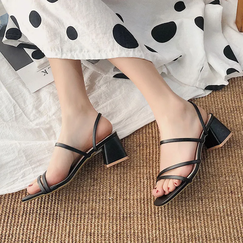 Woman Square Heel Open Toe Ank - Crossfit Ladies ulasan dan harga